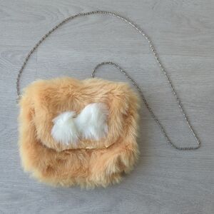 Fuzzy Purse With White Bow